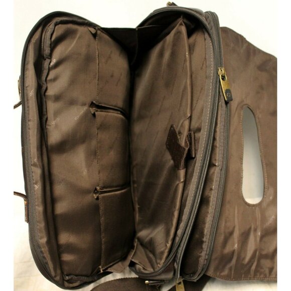 Samsonite Brown Leather Briefcase Laptop Bag Multiple Pockets Shoulder Strap - Picture 9 of 10